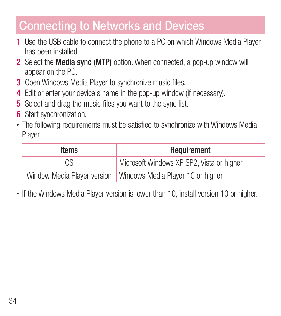 Connecting to networks and devices | LG LGL39C User Manual | Page 35 / 201