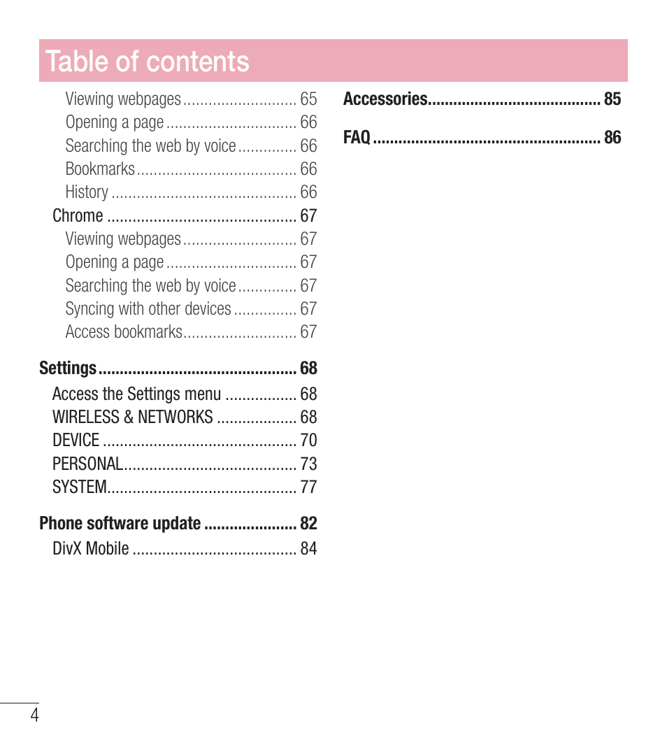LG LGL39C User Manual | Page 5 / 201
