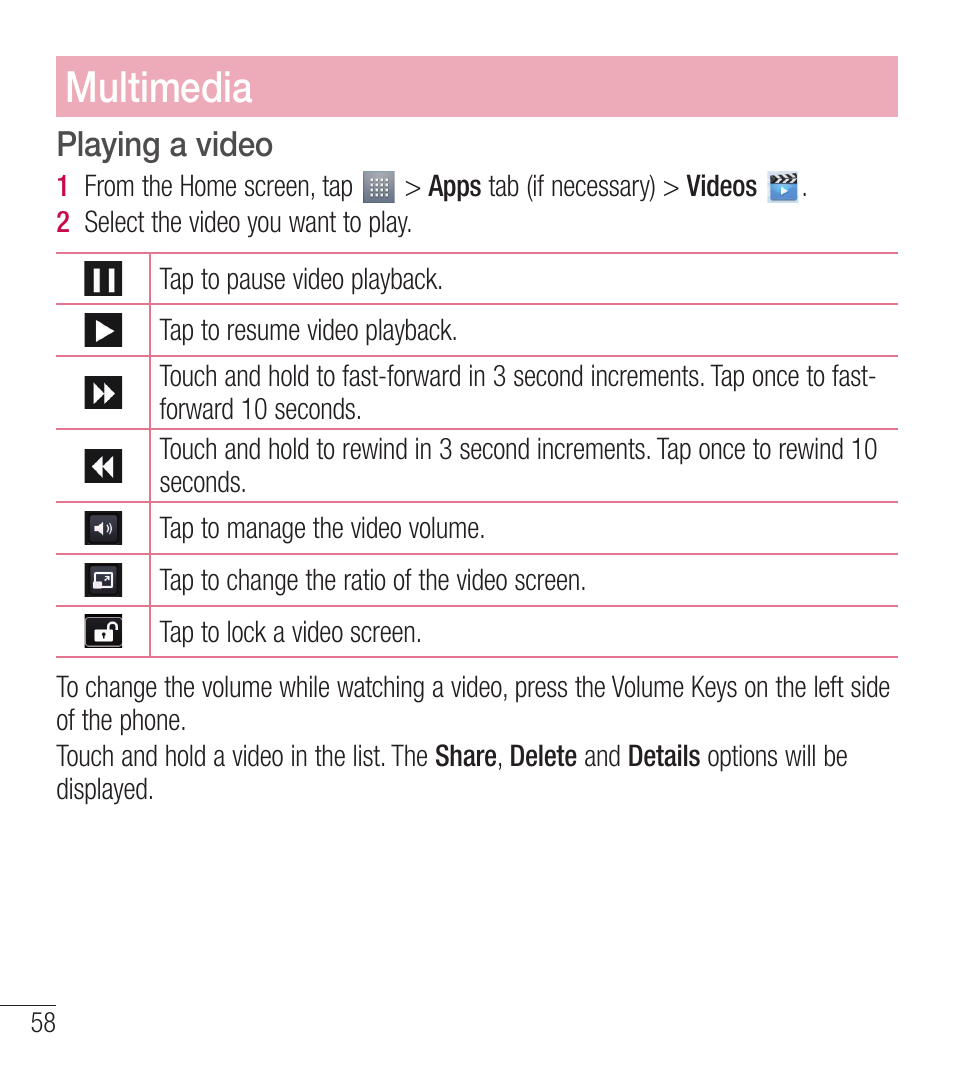 Multimedia | LG LGL39C User Manual | Page 59 / 201