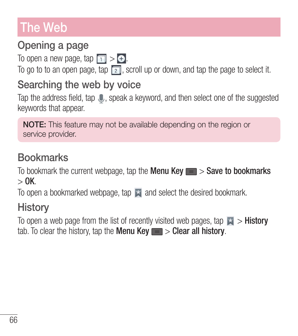 The web | LG LGL39C User Manual | Page 67 / 201