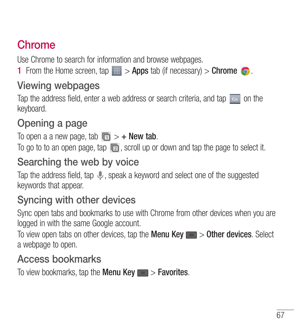 Chrome | LG LGL39C User Manual | Page 68 / 201