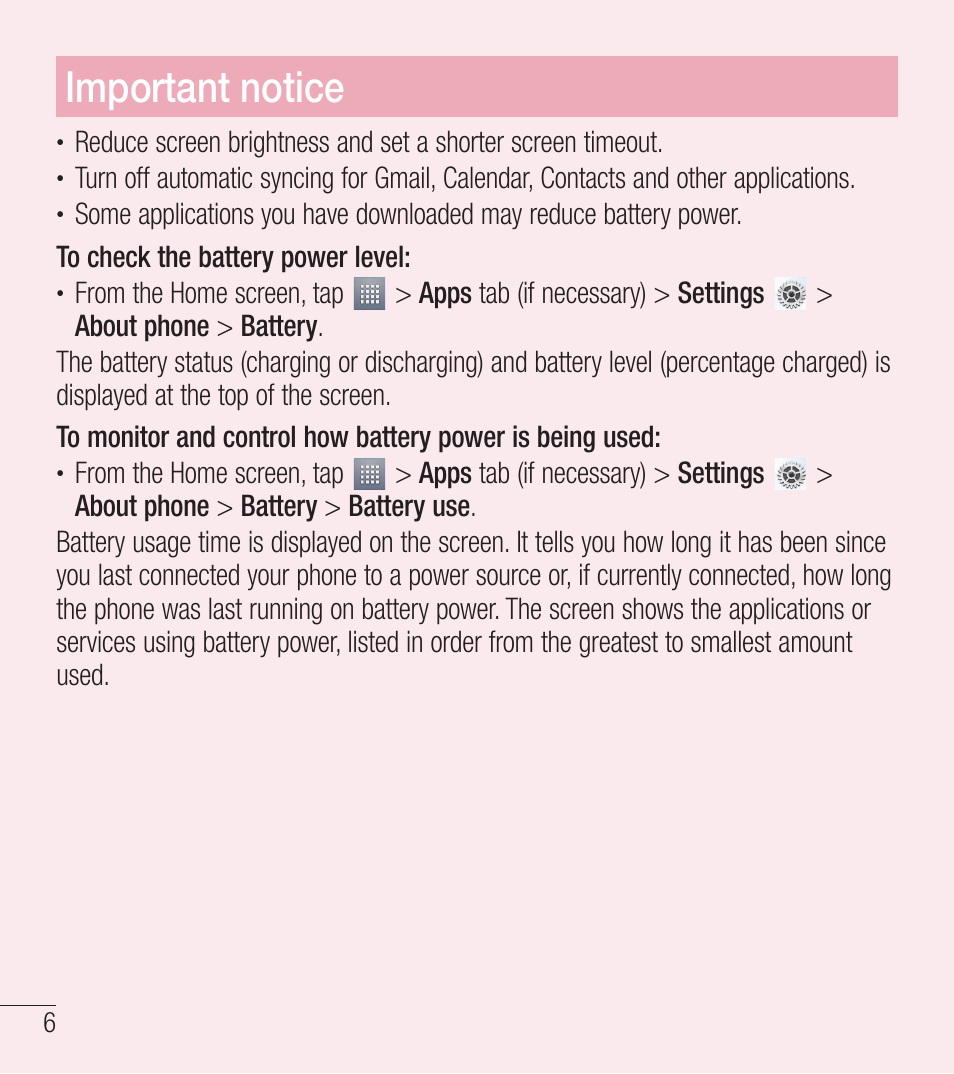 Important notice | LG LGL39C User Manual | Page 7 / 201