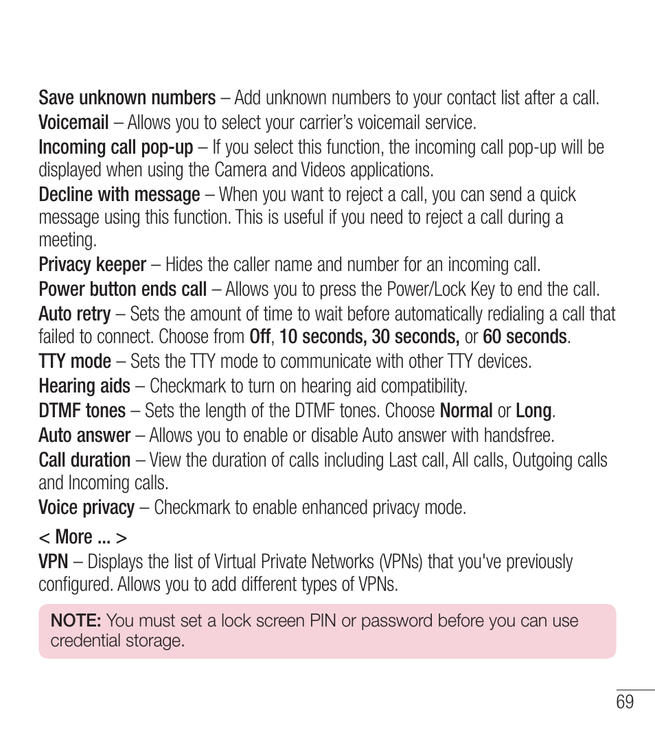 LG LGL39C User Manual | Page 70 / 201