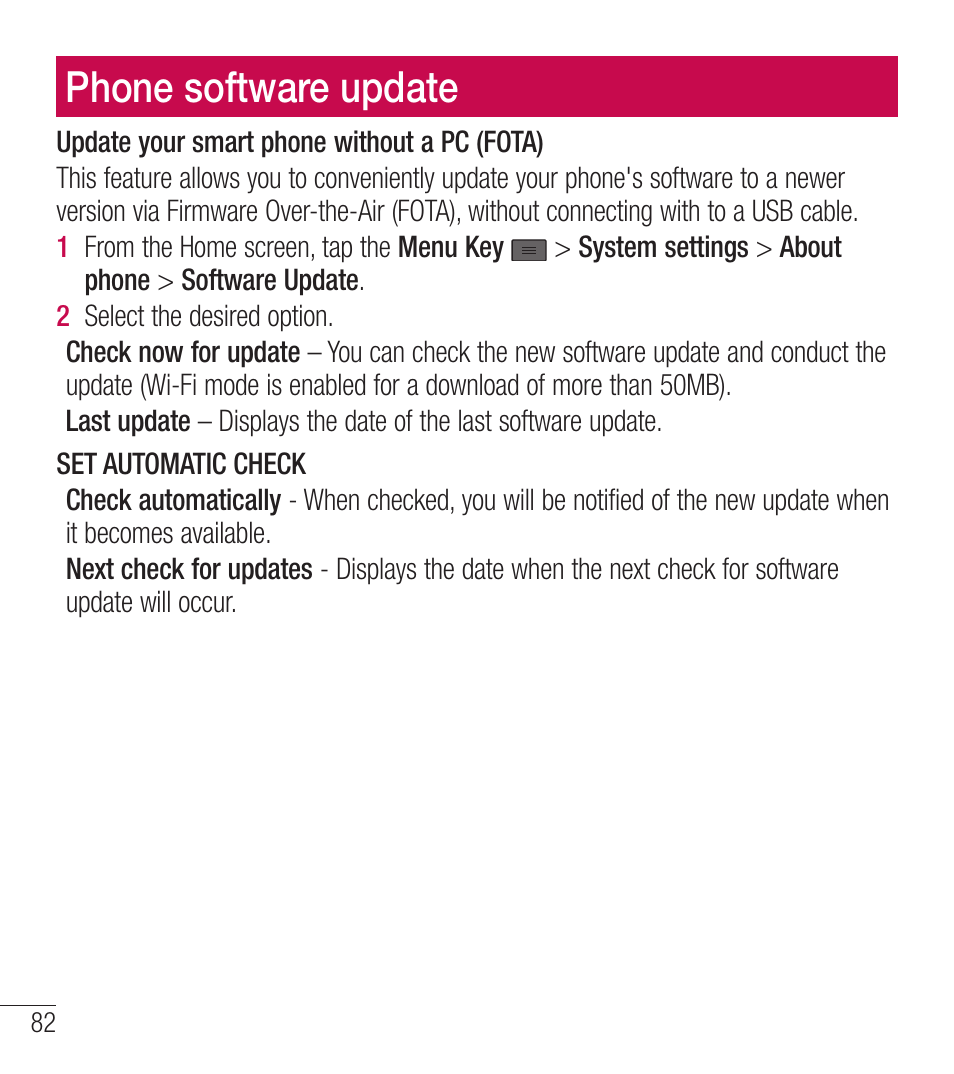 Phone software update | LG LGL39C User Manual | Page 83 / 201