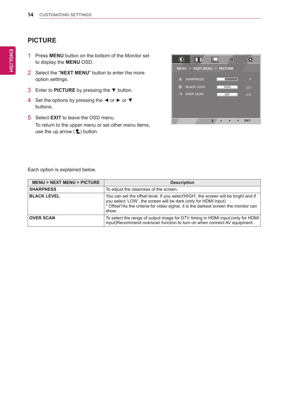 Picture | LG E2742V-BN User Manual | Page 14 / 28