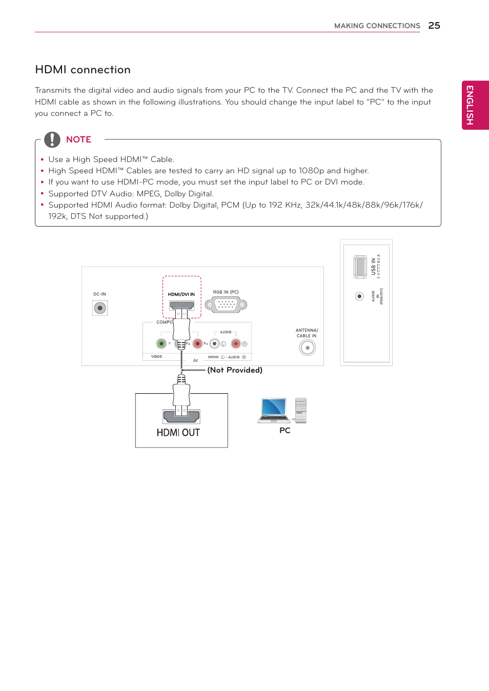 Hdmi connection | LG 24MA32D-PU User Manual | Page 26 / 40