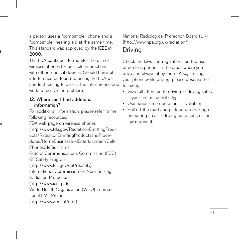 Driving | LG GS170 User Manual | Page 23 / 46