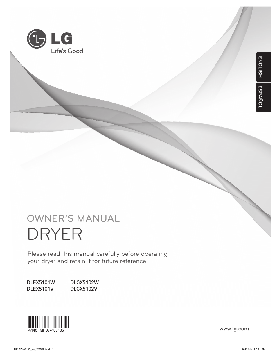 LG DLEX5101V User Manual | 92 pages