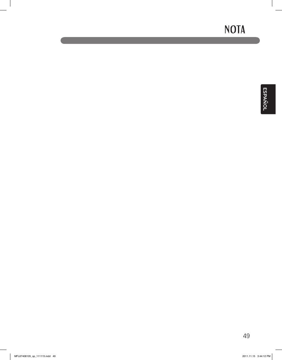 Nota | LG DLEX5101V User Manual | Page 91 / 92