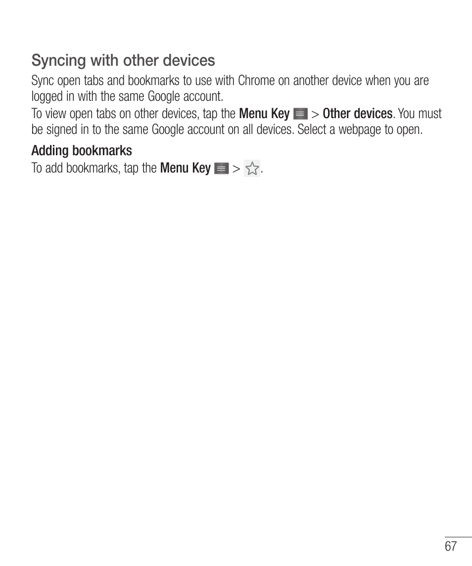 Syncing with other devices | LG LGD321 User Manual | Page 69 / 118