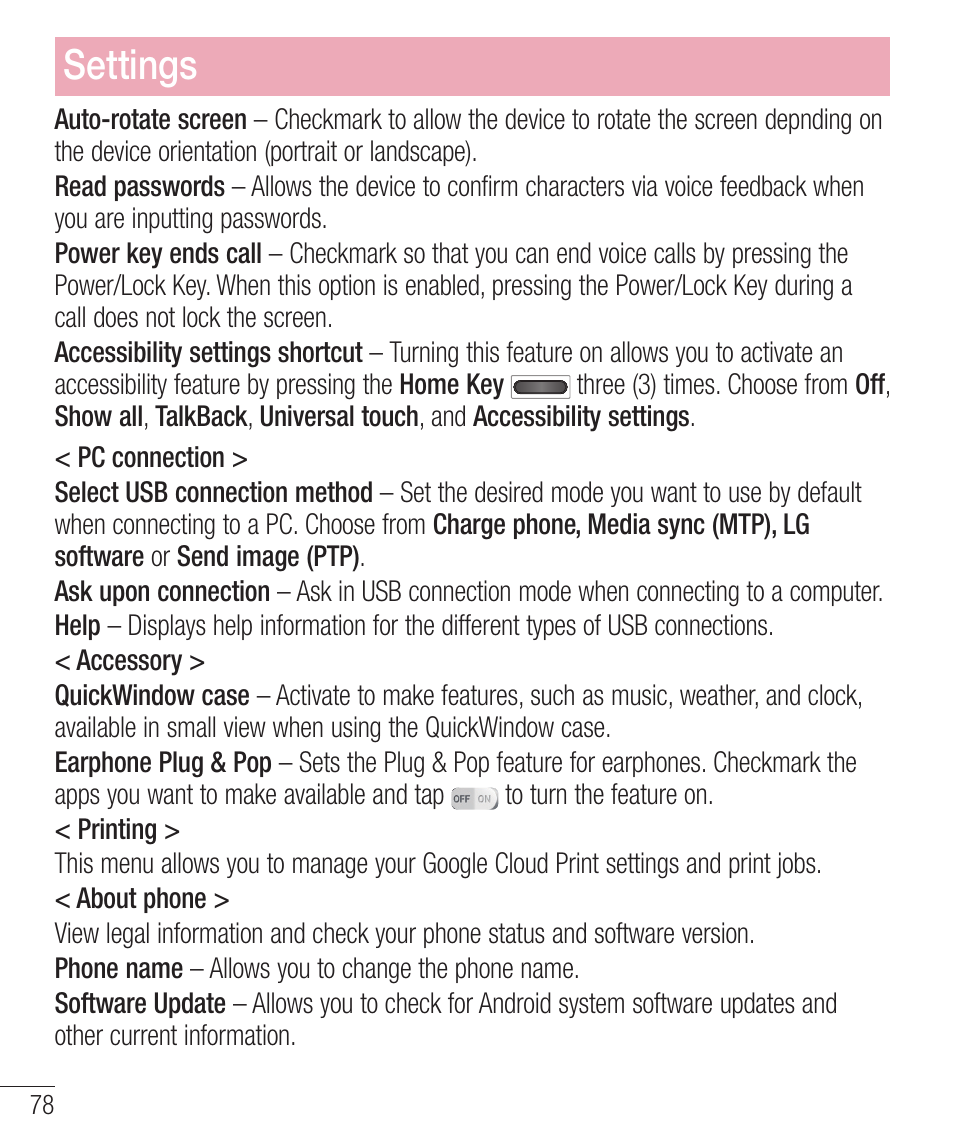 Settings | LG LGD321 User Manual | Page 80 / 118