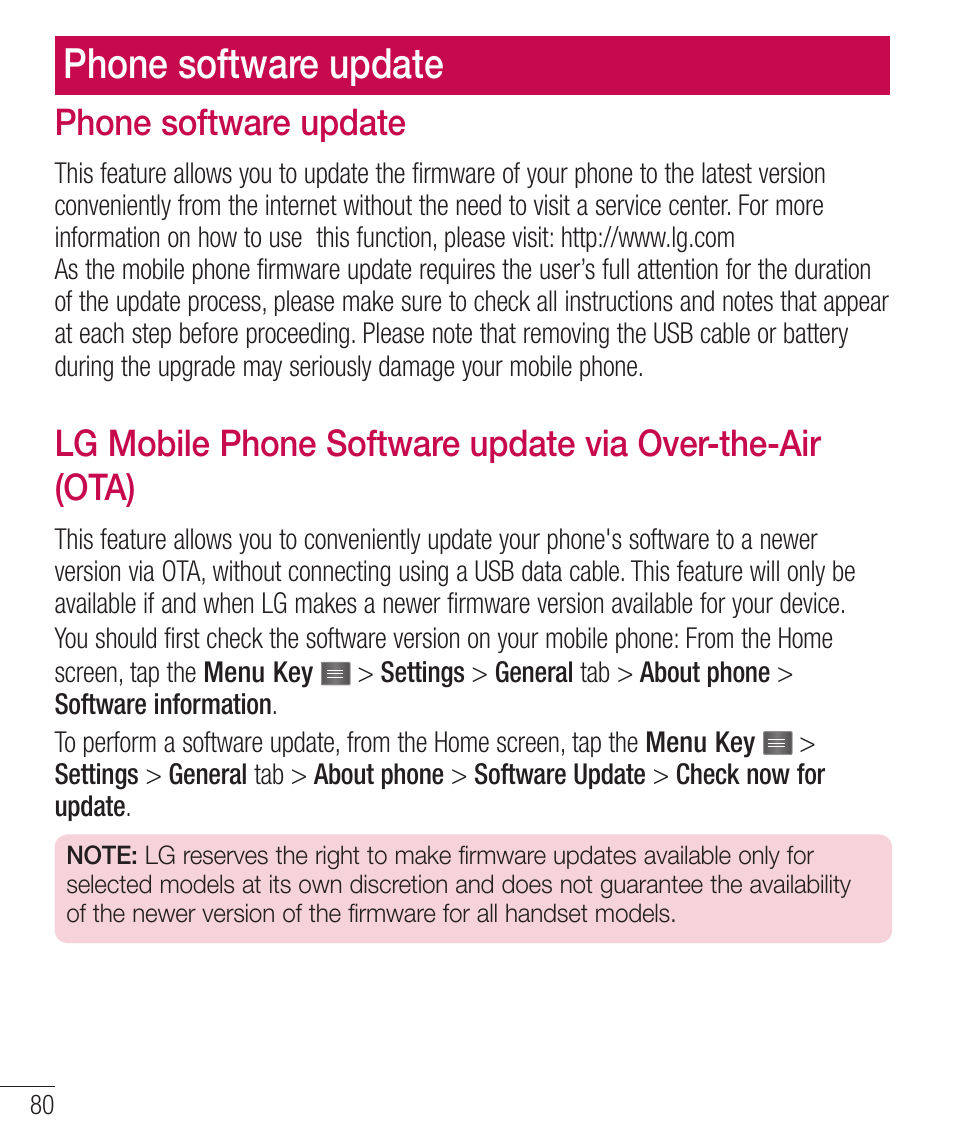 Phone software update, 1ipoftpguxbsfvqebuf, Pcjmf1ipof4pguxbsfvqebufwjb 0wfsuif"js 05 | LG LGD321 User Manual | Page 82 / 118