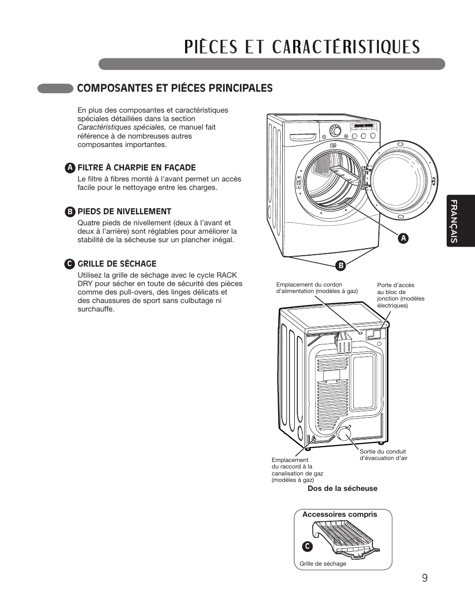 Composantes et piéces principales 9 | LG DLGX2551W User Manual | Page 109 / 148