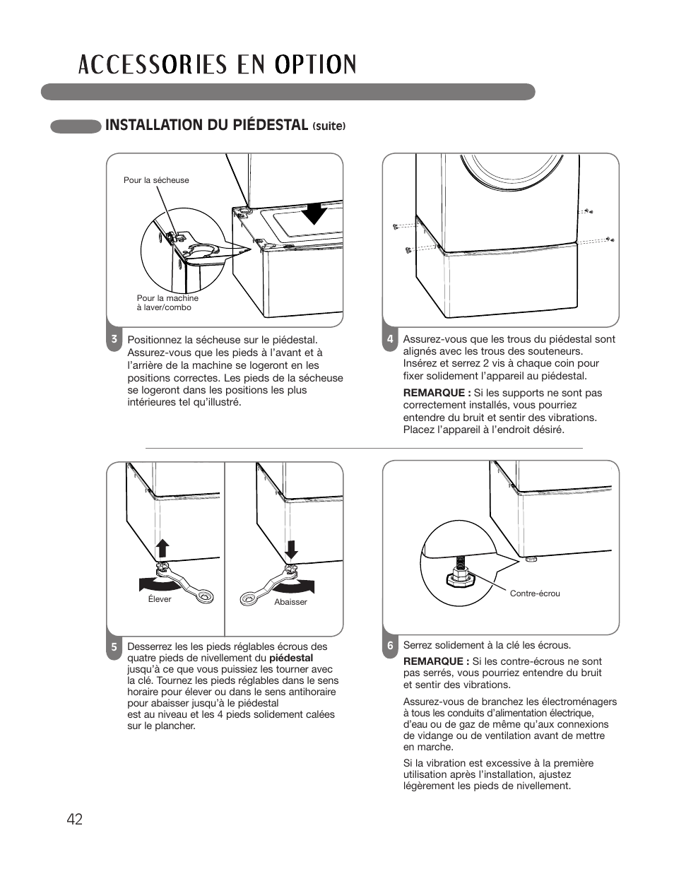 Installation du piédestal | LG DLGX2551W User Manual | Page 142 / 148