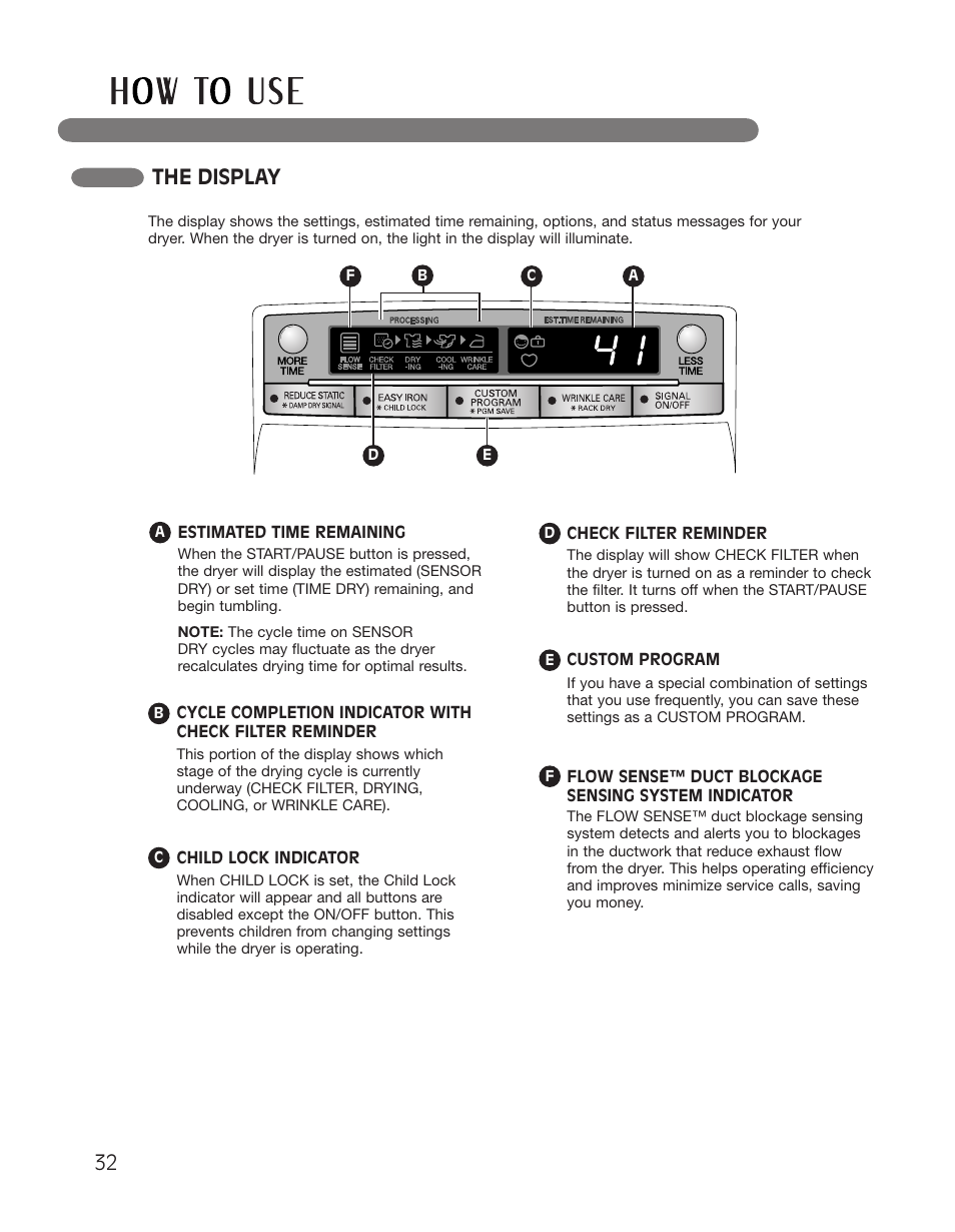 The display | LG DLGX2551W User Manual | Page 32 / 148