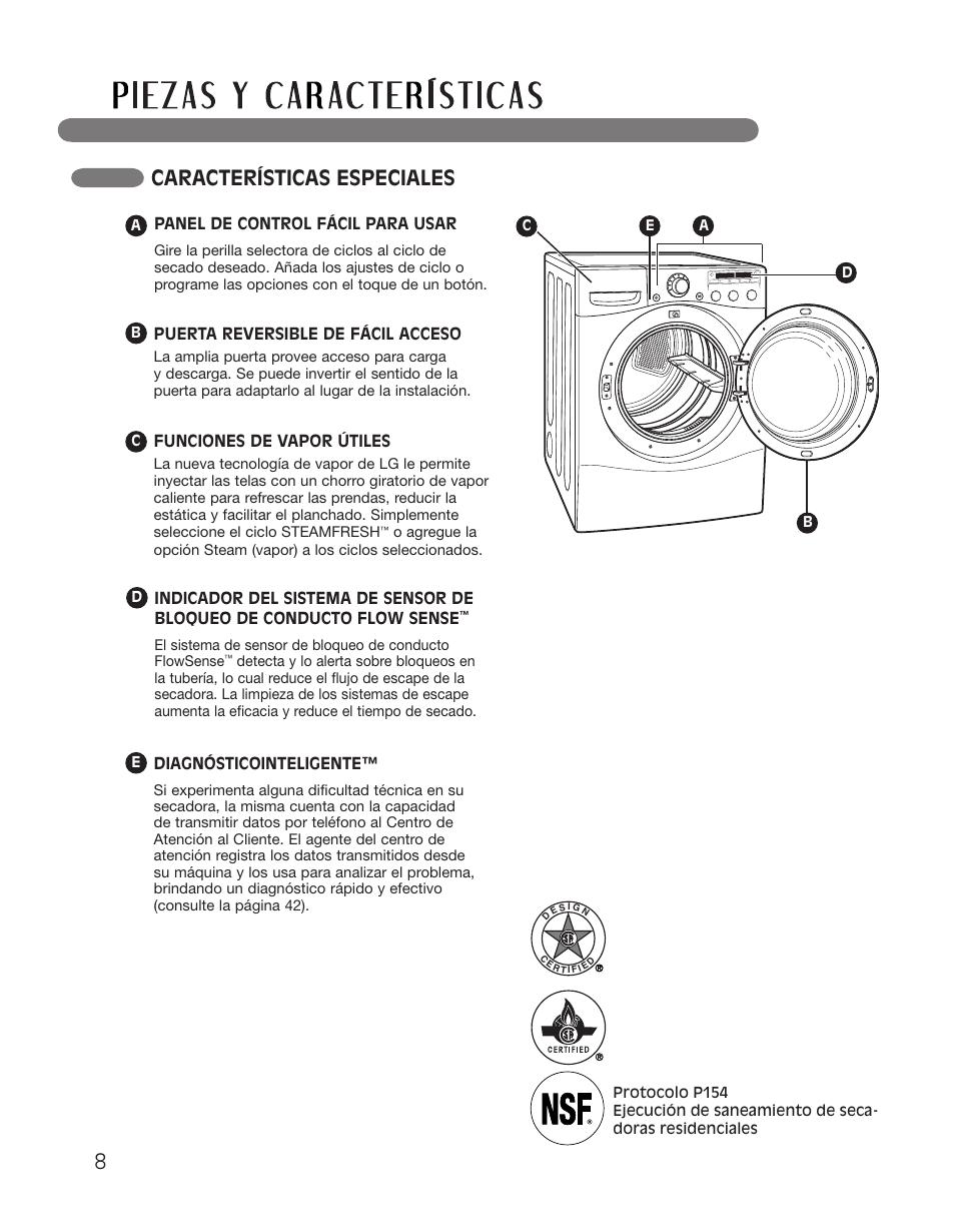 Características especiales | LG DLGX2551W User Manual | Page 58 / 148