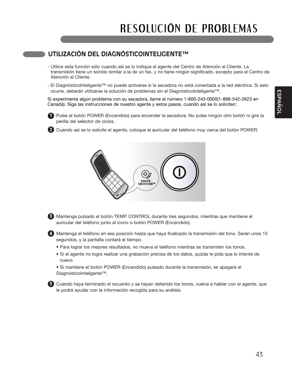 Utilización del diagnósticointeligente | LG DLGX2551W User Manual | Page 93 / 148