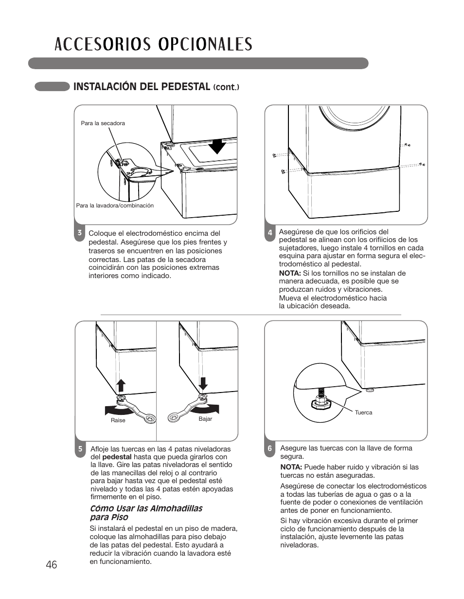 Instalación del pedestal | LG DLGX2551W User Manual | Page 96 / 148