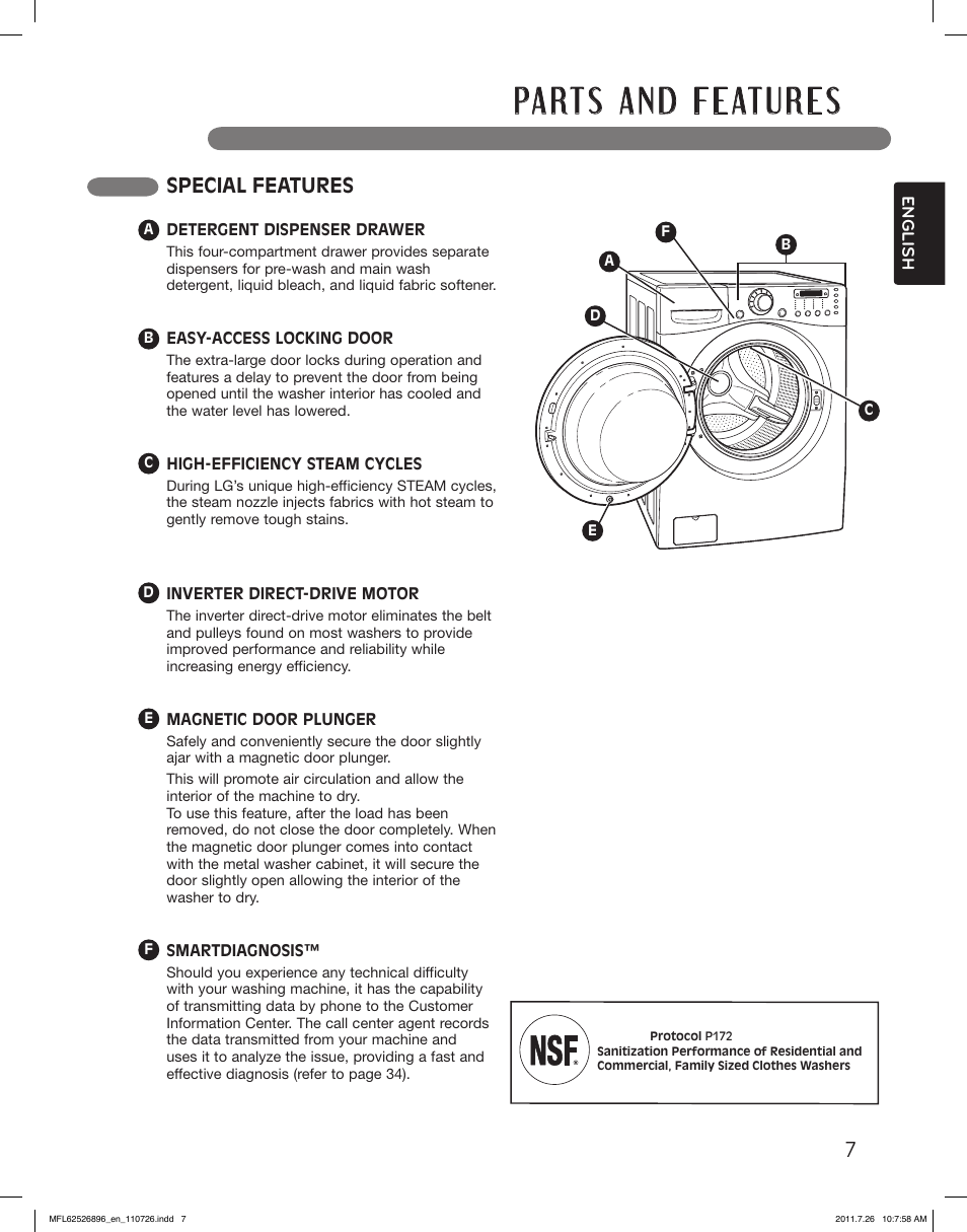 Special features | LG WM3360HVCA User Manual | Page 7 / 72