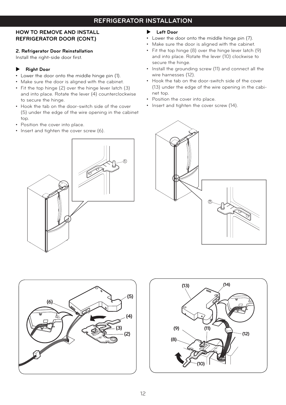 Refrigerator installation | LG LFC25765SW User Manual | Page 13 / 32