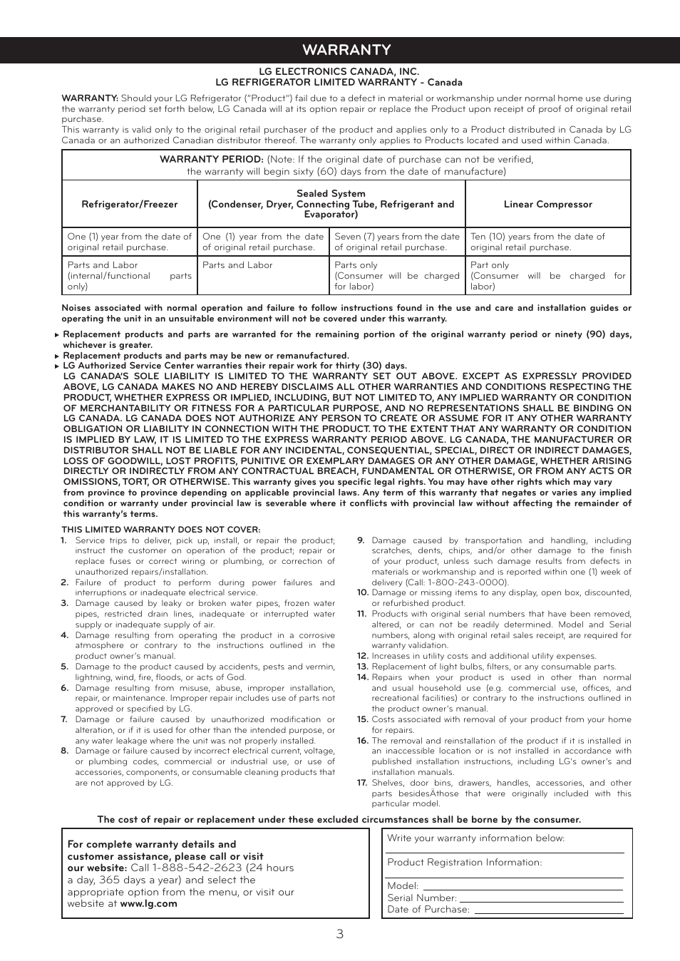 Warranty | LG LFC25765SW User Manual | Page 4 / 32