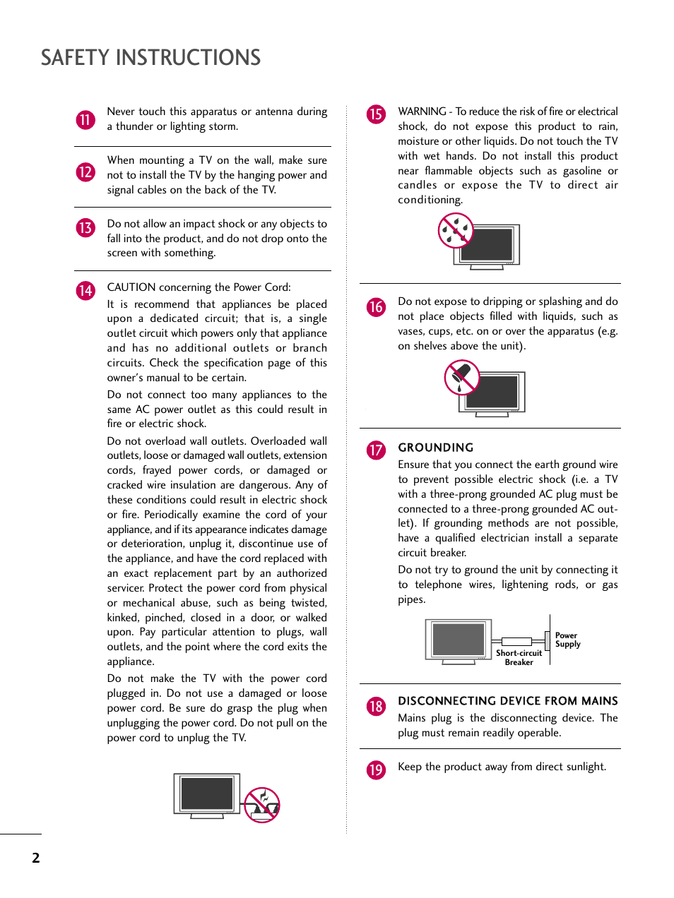 Safety instructions | LG 22LG31 User Manual | Page 4 / 116