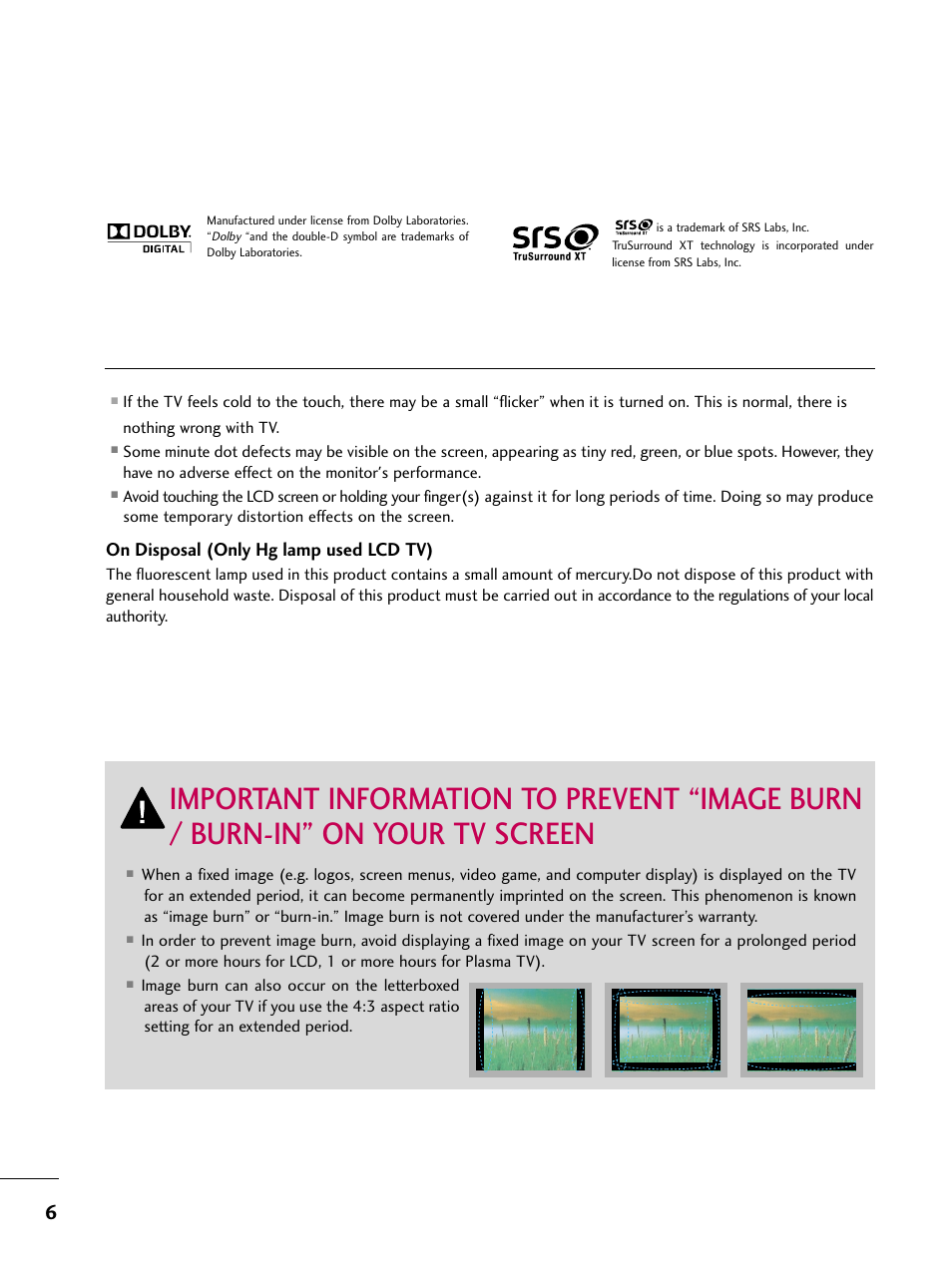 On disposal (only hg lamp used lcd tv) | LG 22LG31 User Manual | Page 8 / 116