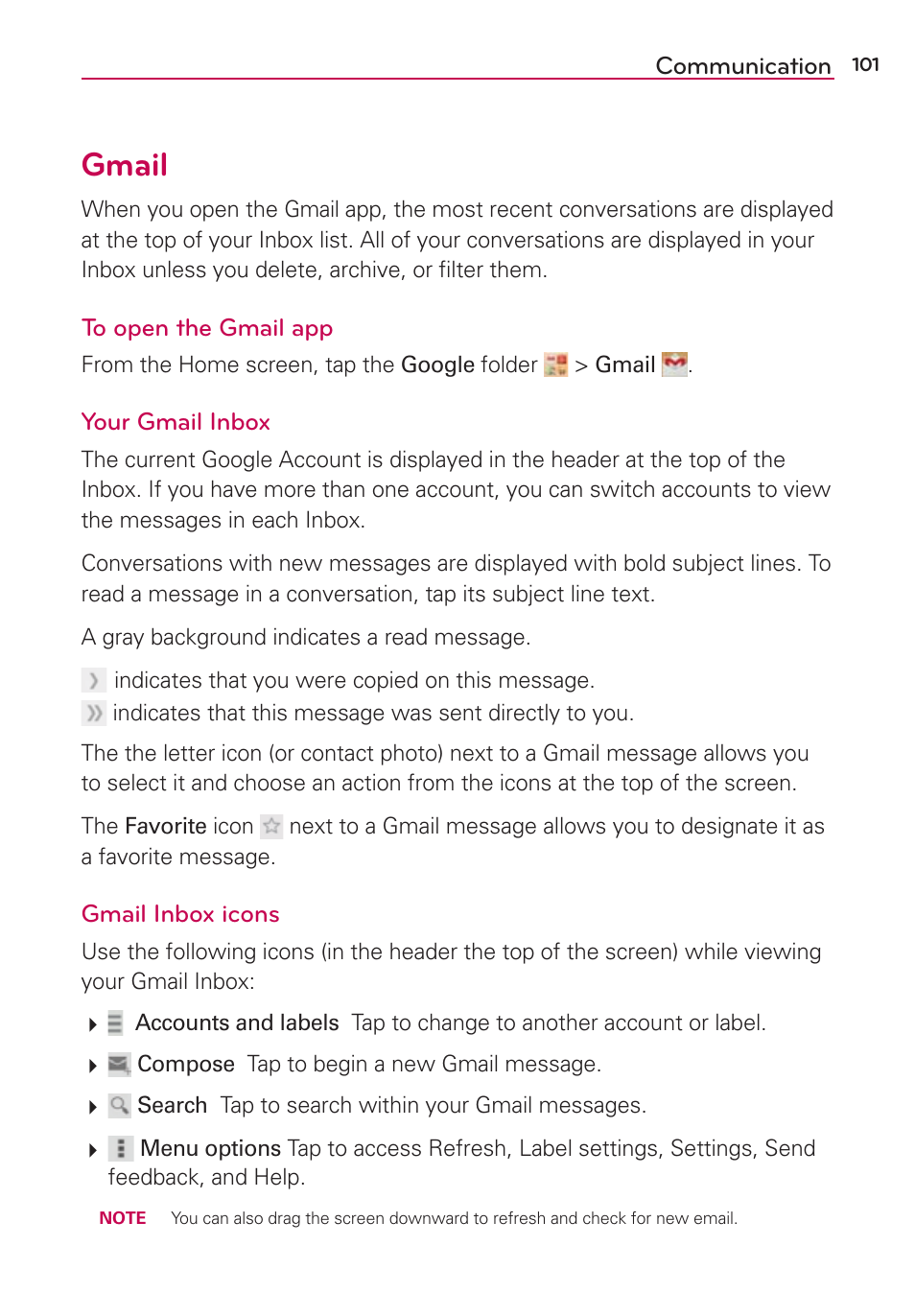 Gmail | LG LGAS876 User Manual | Page 101 / 218