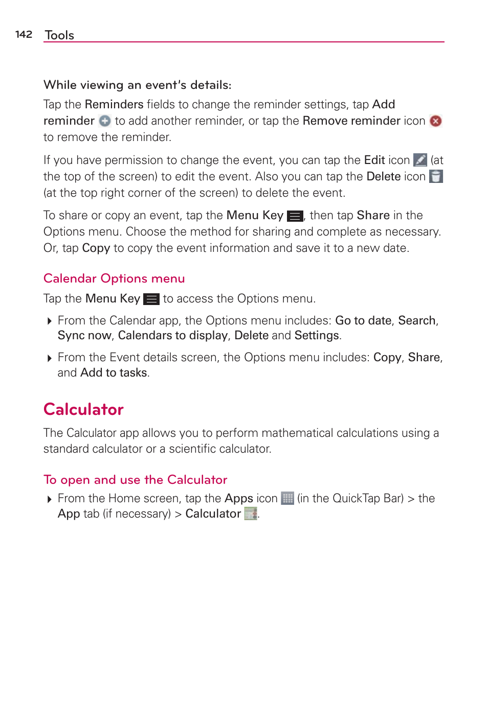 Calculator | LG LGAS876 User Manual | Page 142 / 218