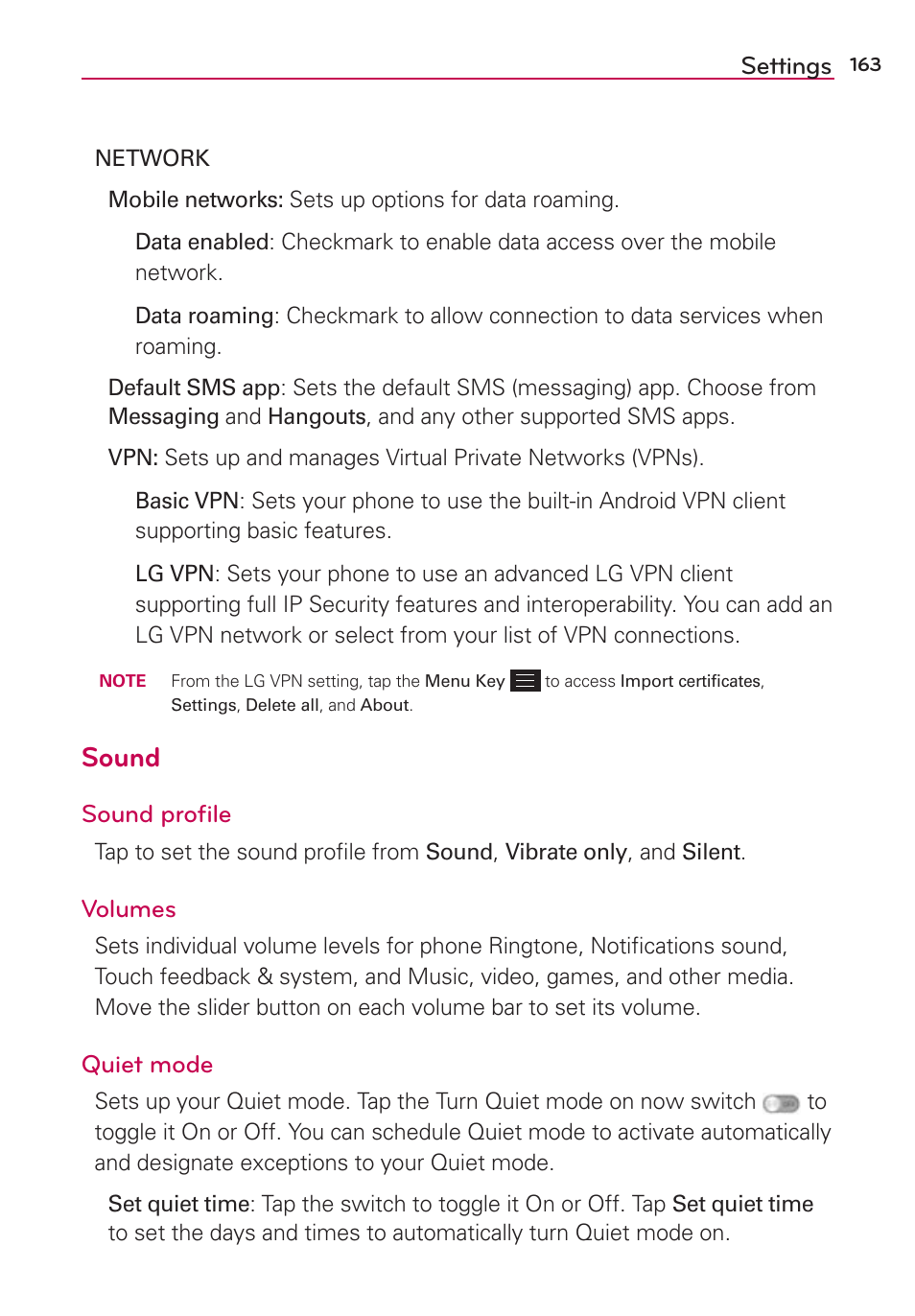 Sound | LG LGAS876 User Manual | Page 163 / 218