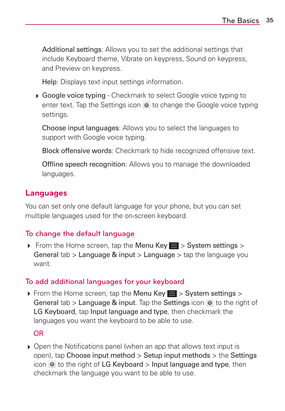 Languages | LG LGAS876 User Manual | Page 35 / 218