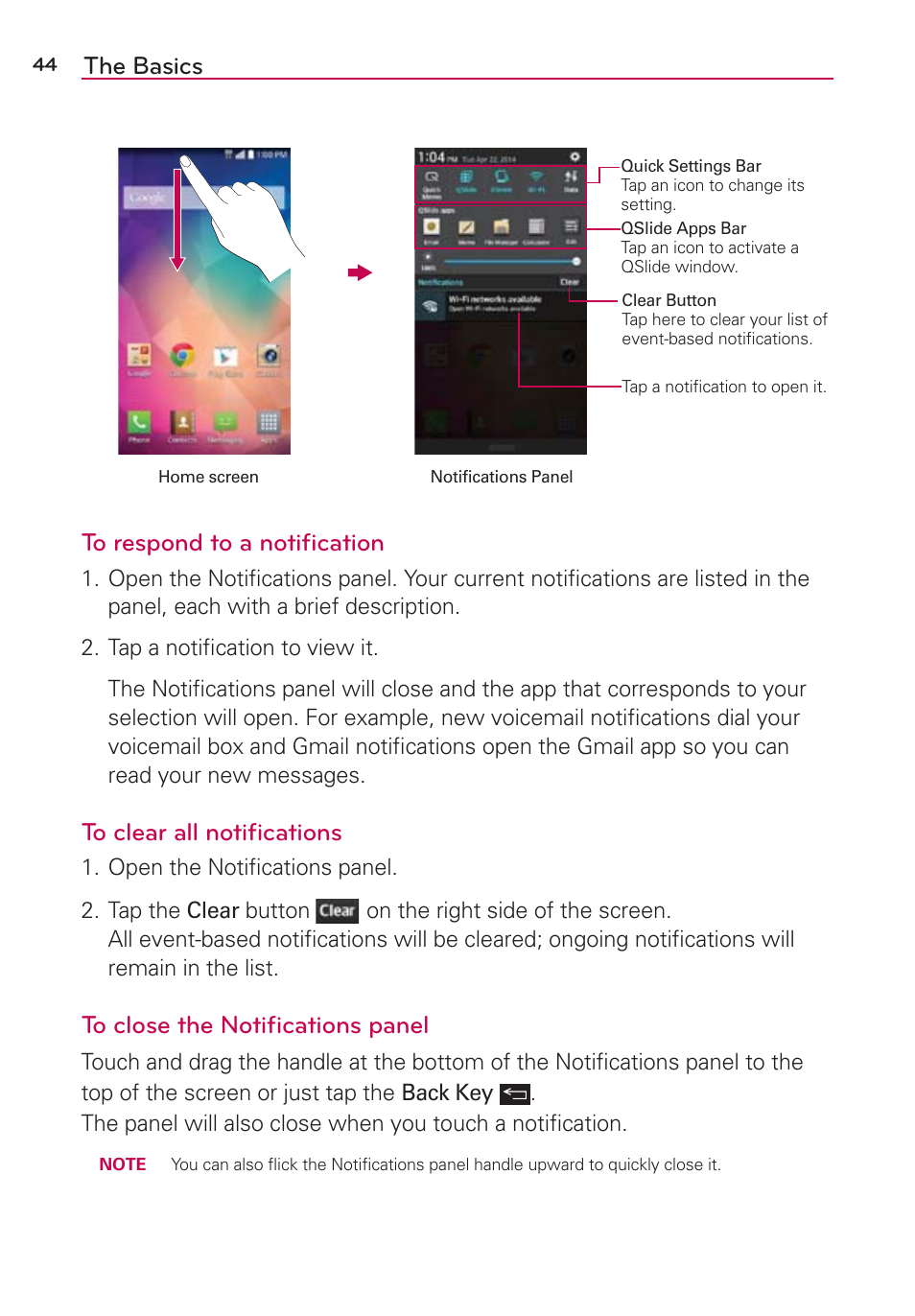 The basics | LG LGAS876 User Manual | Page 44 / 218