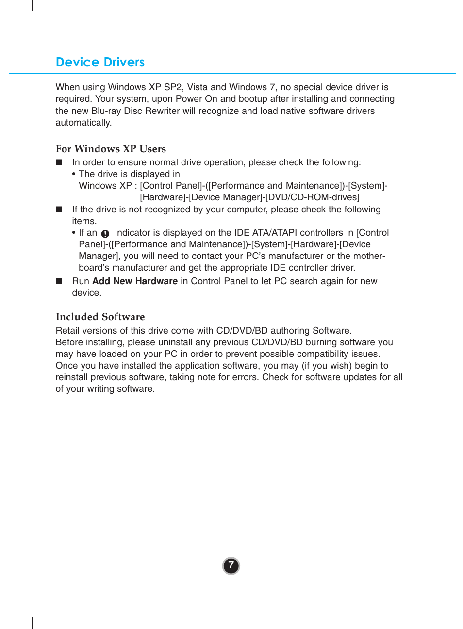 Device drivers | LG WH10LS30 User Manual | Page 10 / 15