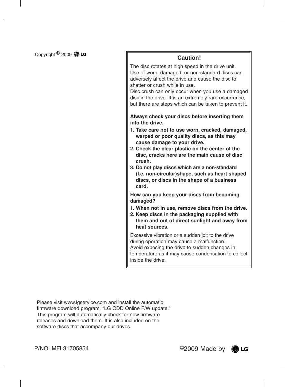 2009 made by | LG WH10LS30 User Manual | Page 15 / 15