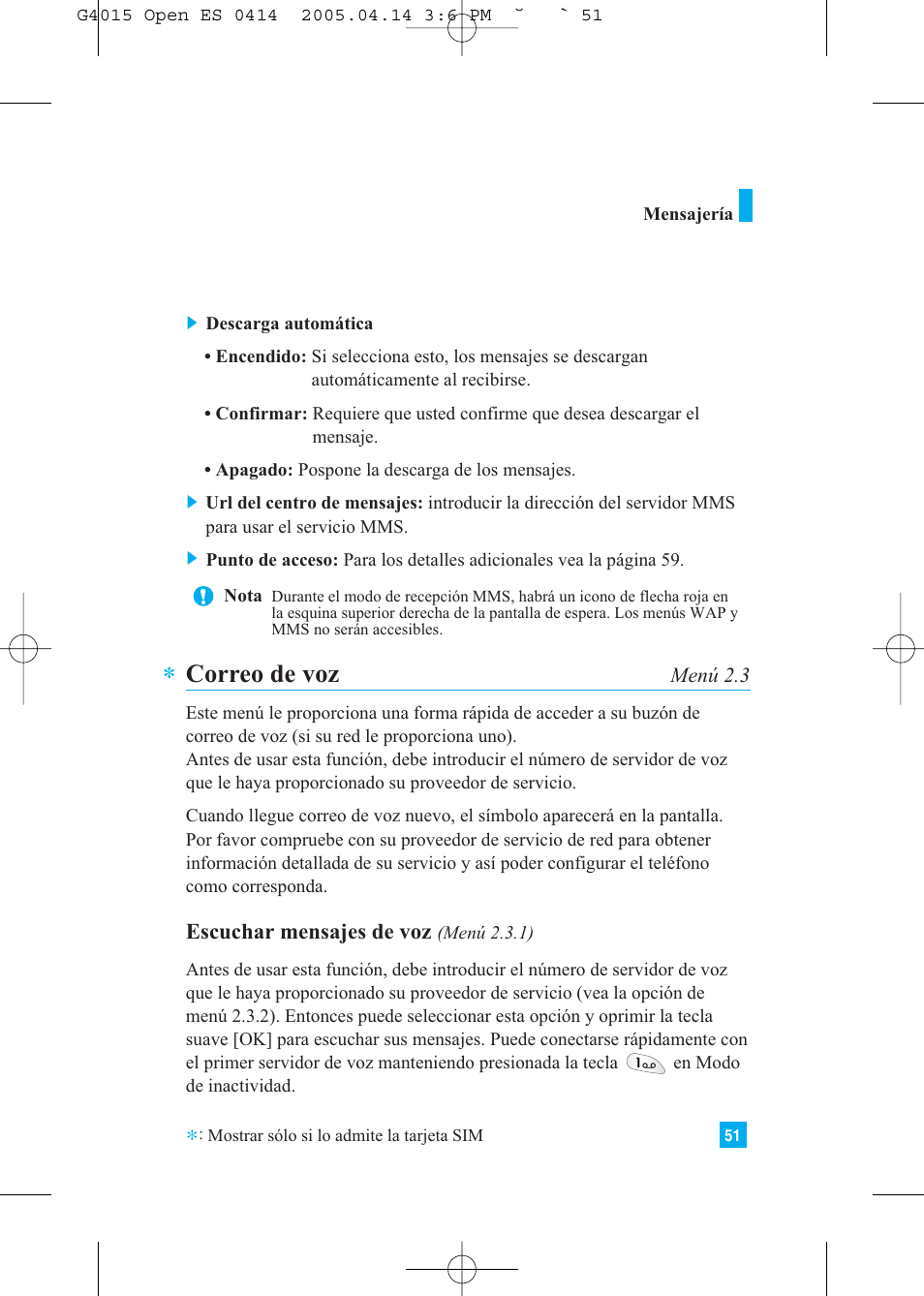 Correo de voz | LG G4015 User Manual | Page 159 / 228