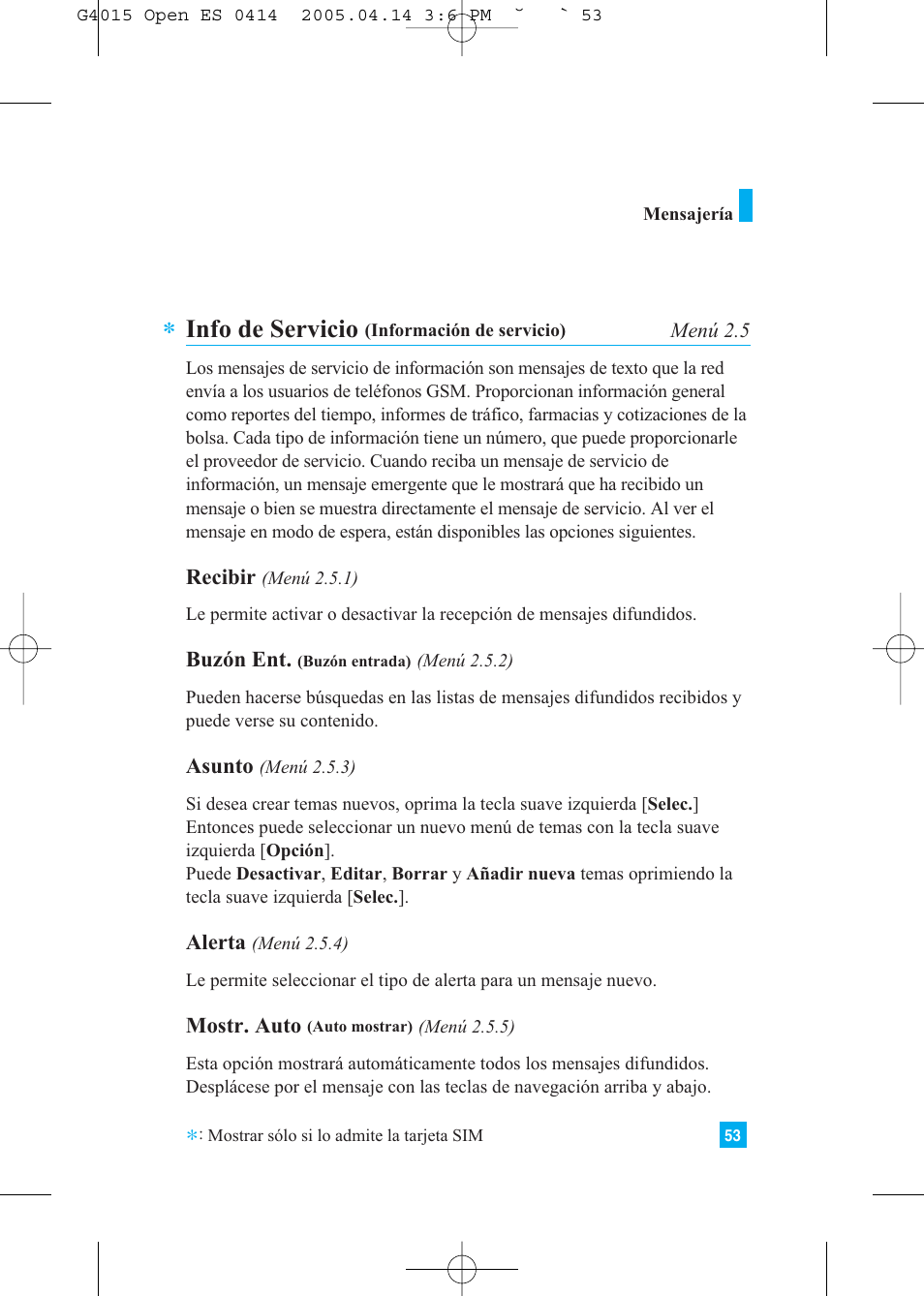 Info de servicio | LG G4015 User Manual | Page 161 / 228