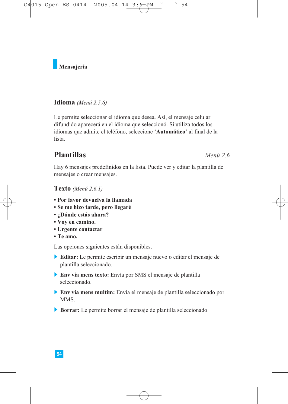 Plantillas | LG G4015 User Manual | Page 162 / 228