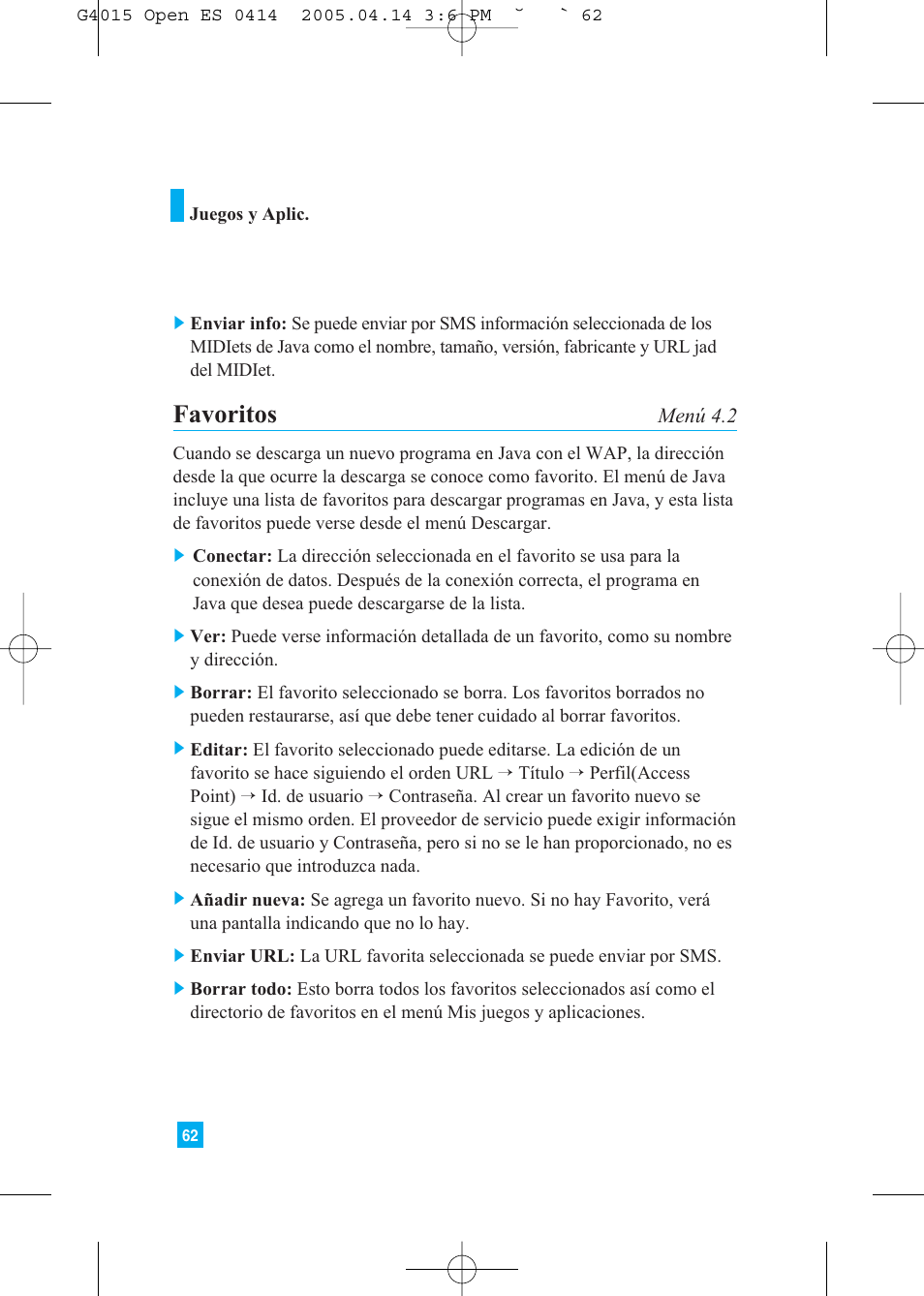 Favoritos | LG G4015 User Manual | Page 170 / 228