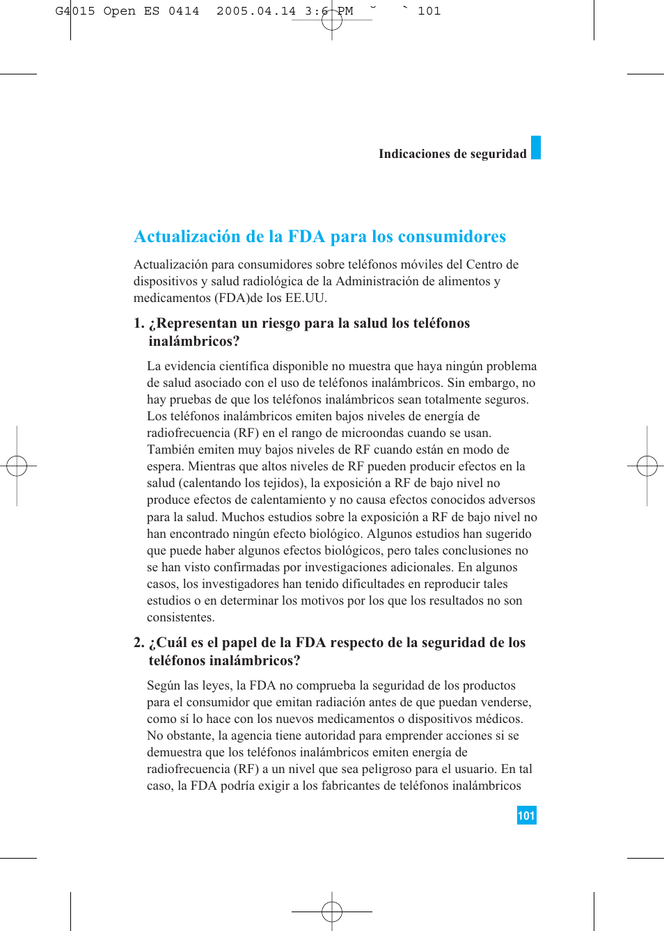 Actualización de la fda para los consumidores | LG G4015 User Manual | Page 209 / 228