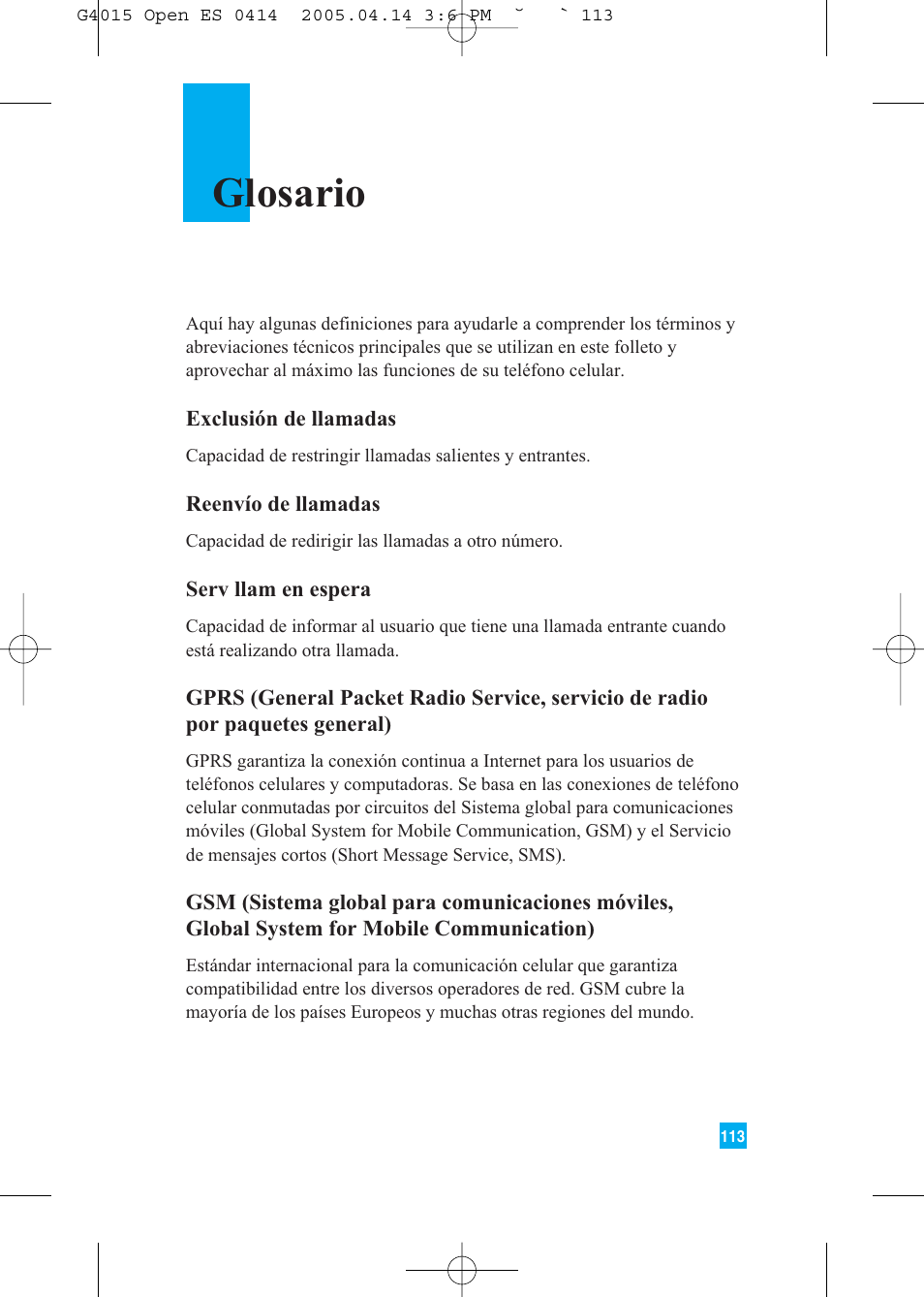 Glosario | LG G4015 User Manual | Page 221 / 228