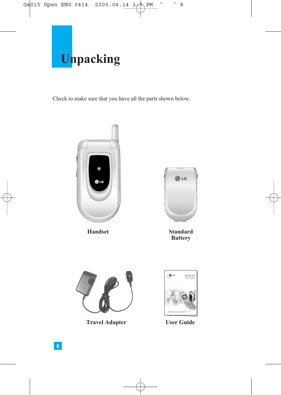 Unpacking | LG G4015 User Manual | Page 8 / 228