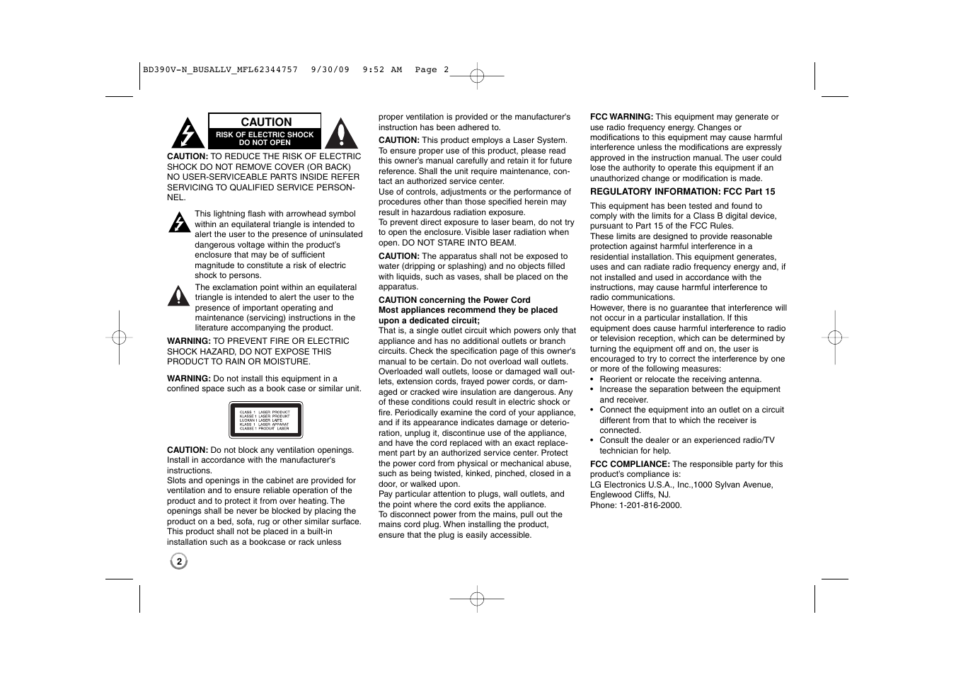 LG BD390 User Manual | Page 2 / 76