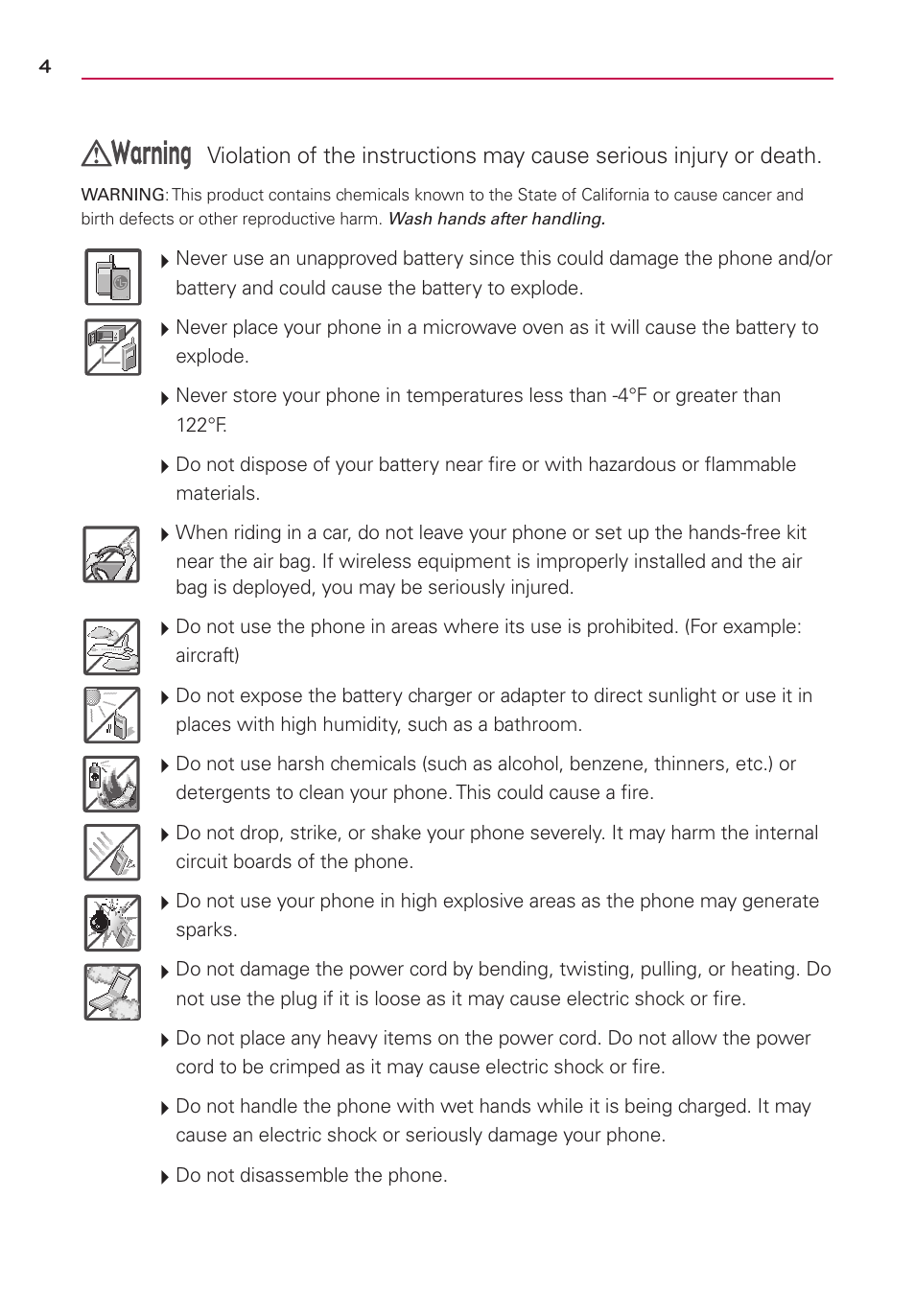 Caution | LG LS860 User Manual | Page 4 / 105
