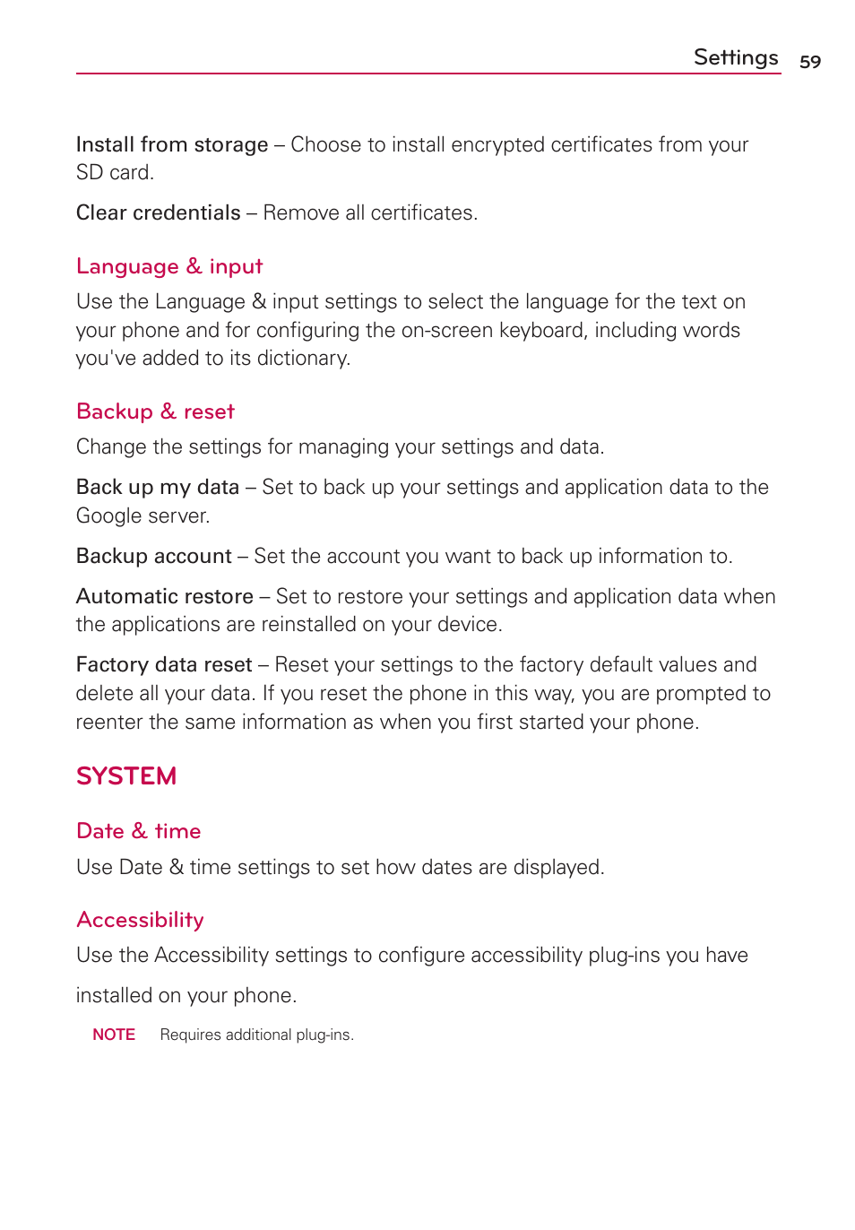 System | LG LS860 User Manual | Page 59 / 105