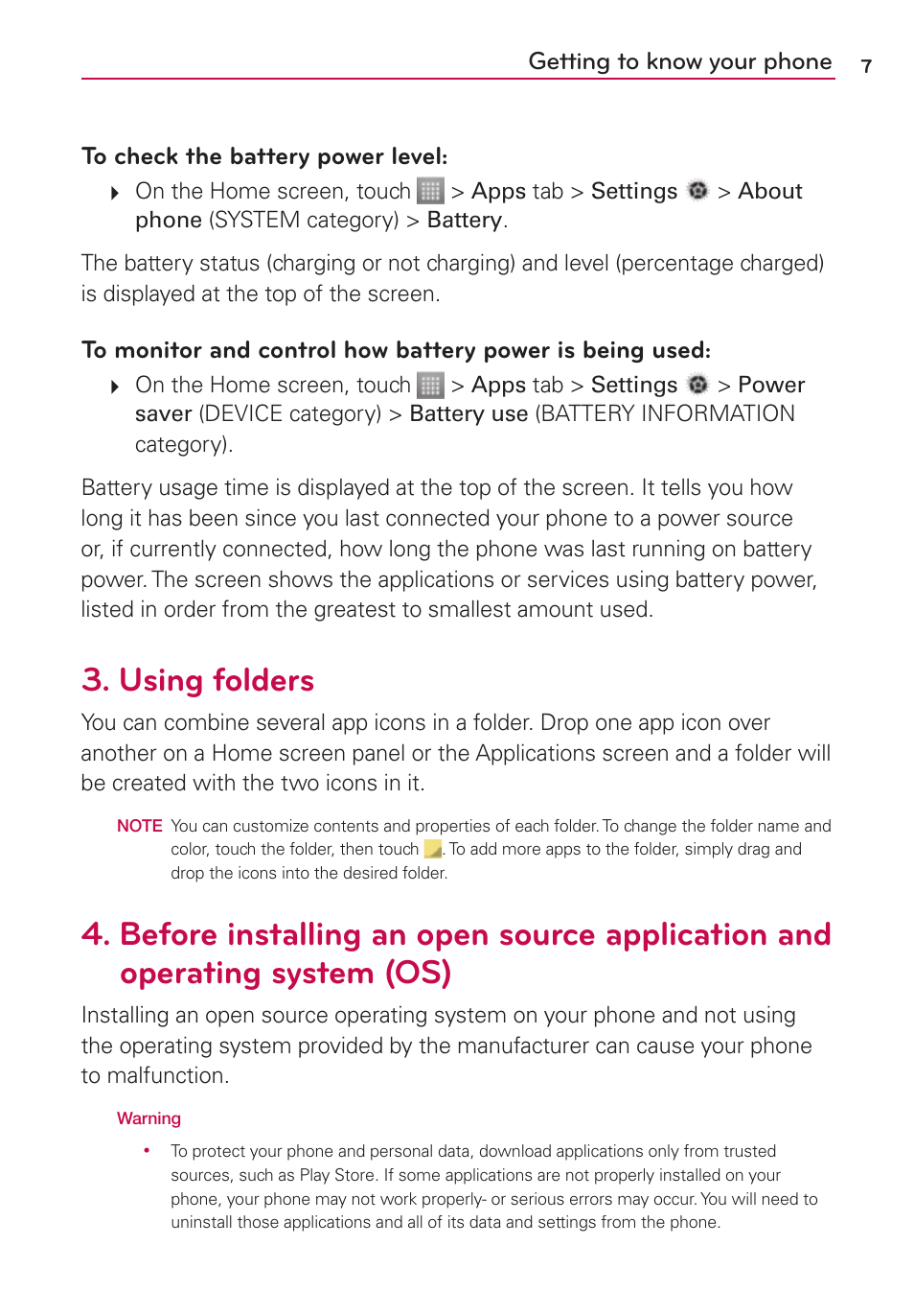 Using folders | LG LS860 User Manual | Page 7 / 105