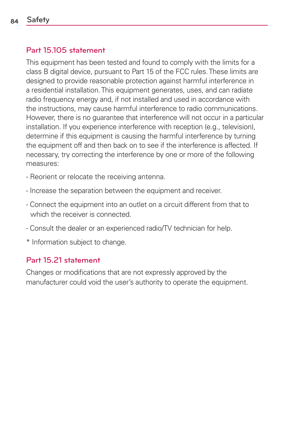 LG LS860 User Manual | Page 84 / 105