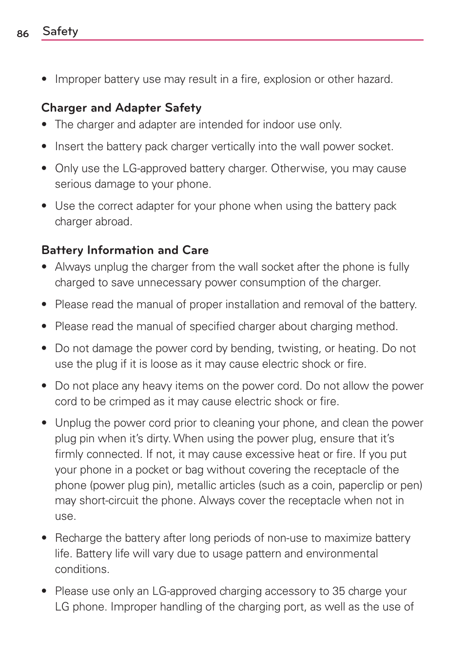 LG LS860 User Manual | Page 86 / 105