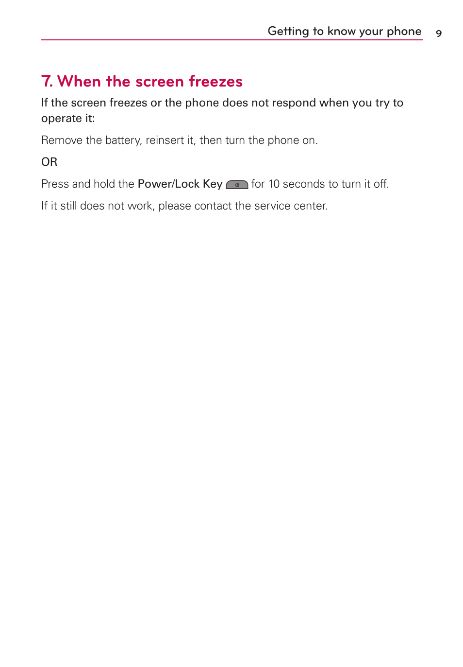 When the screen freezes | LG LS860 User Manual | Page 9 / 105