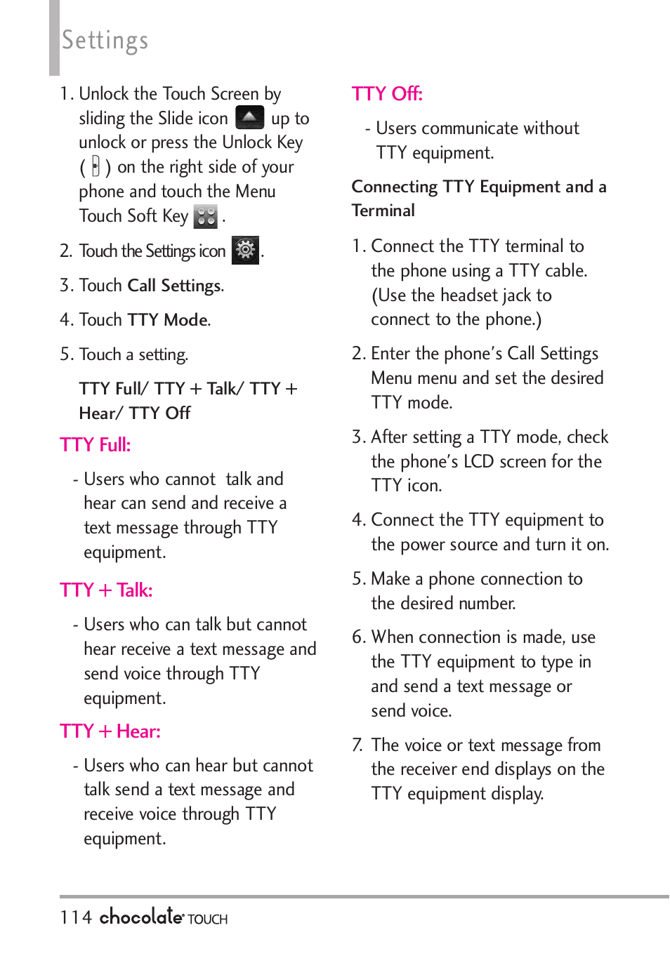 Settings | LG LGVX8575 User Manual | Page 116 / 160