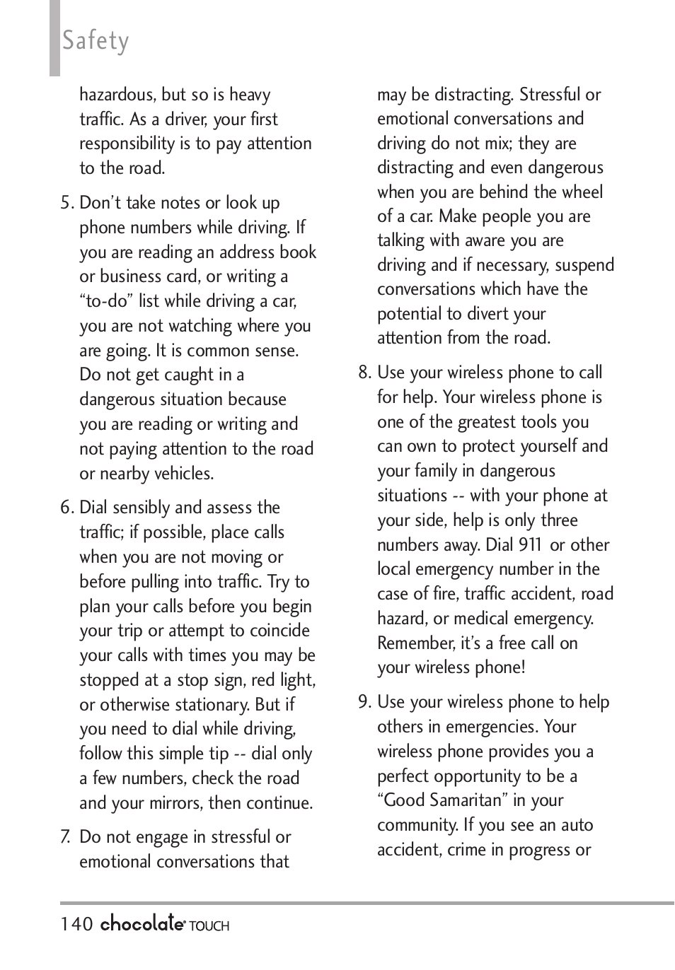Consumer information on sar, Safety | LG LGVX8575 User Manual | Page 142 / 160